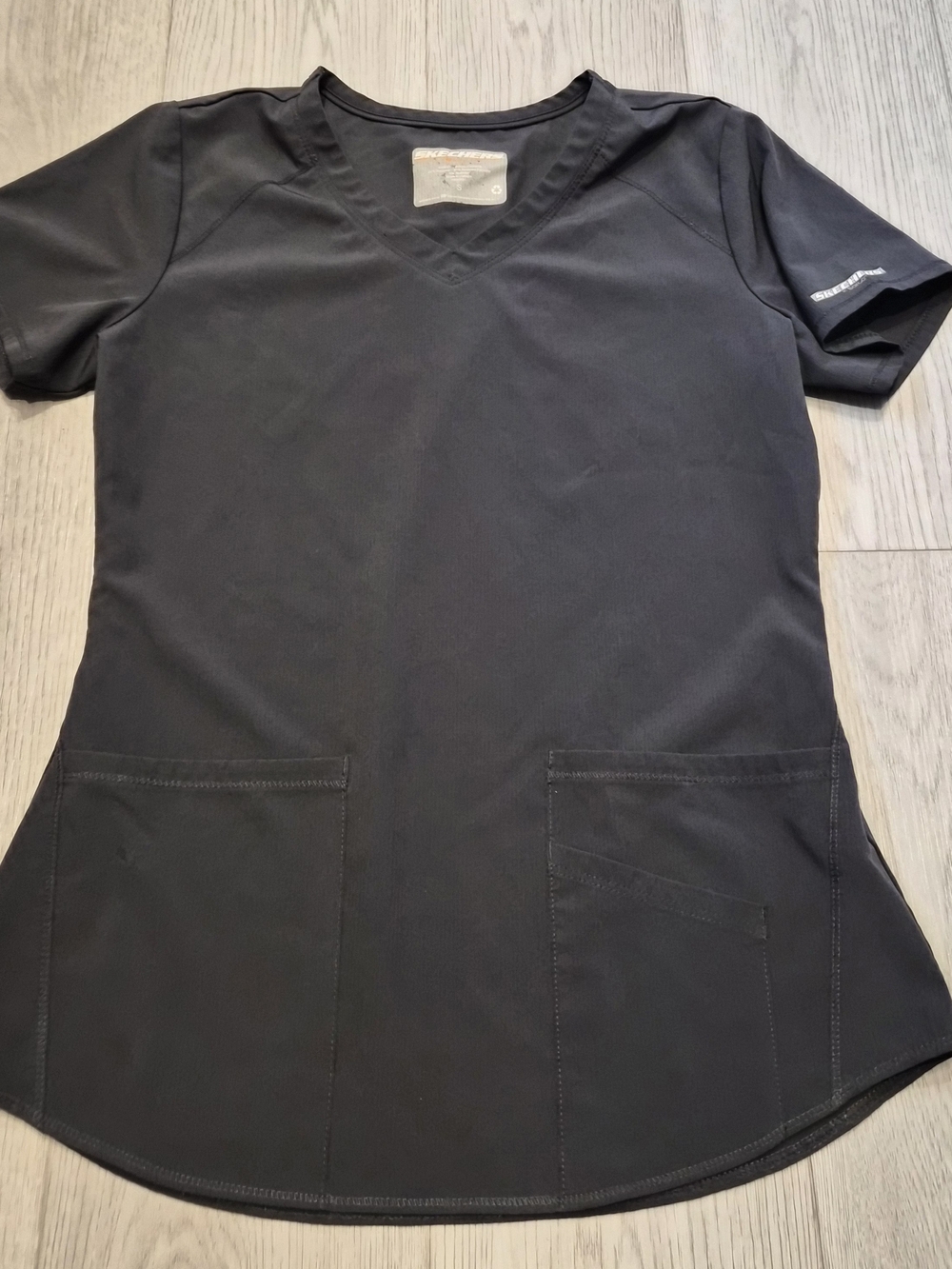 Skechers Dark Grey V-Neck Short Sleeve Scrup Top And Joggers